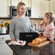 Bread Box with Bamboo Cutting Board Lid - Black