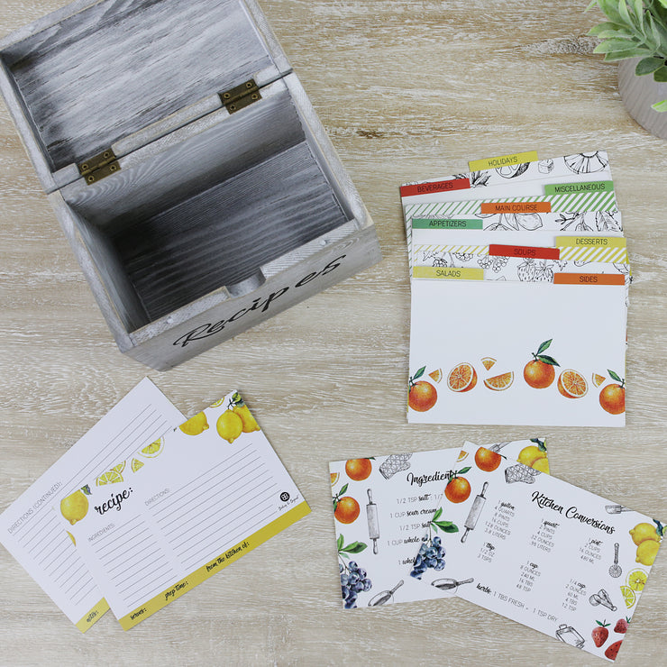 50 Pack 4X6 Fruit Recipe Cards and Dividers