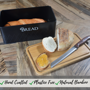 Bread Box with Bamboo Cutting Board Lid - Black