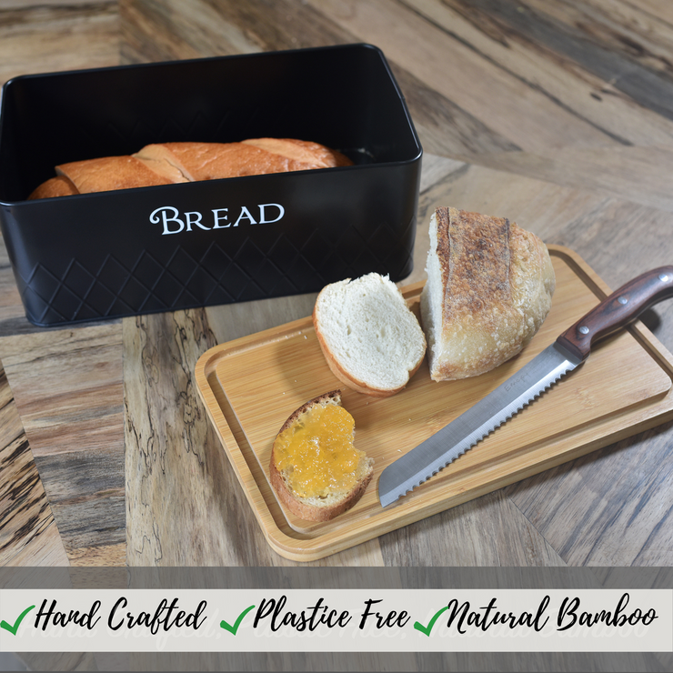 Bread Box and Kitchen Canister Set w Bread Cutting Board- Deluxe 5 Piece  Food Storage Container Set with Air Tight Bamboo Lids - Bed Bath & Beyond -  33290060
