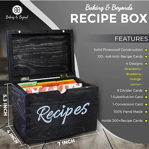 Rustic Black Recipe Box Set