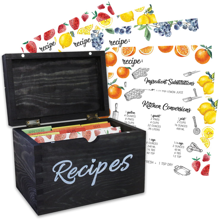 Rustic Black Recipe Box Set