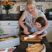 Bread Box with Bamboo Cutting Board Lid - Grey